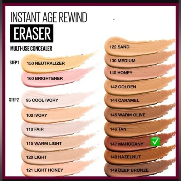 💫 2x Maybelline ERASER INSTANT AGE REWIND Multi-use CONCEALER; Mahogany 147 - Picture 4 of 15